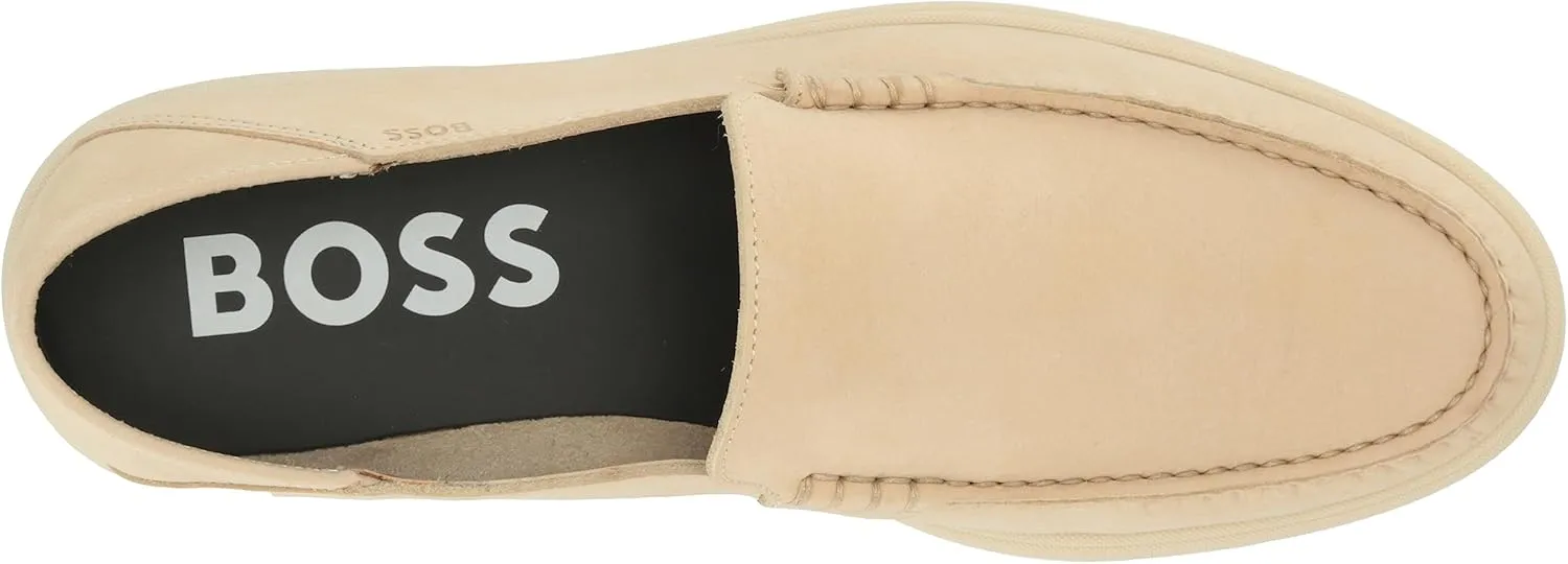 BOSS Men's Nubuck Leather Moccasin Loafer Driving Style