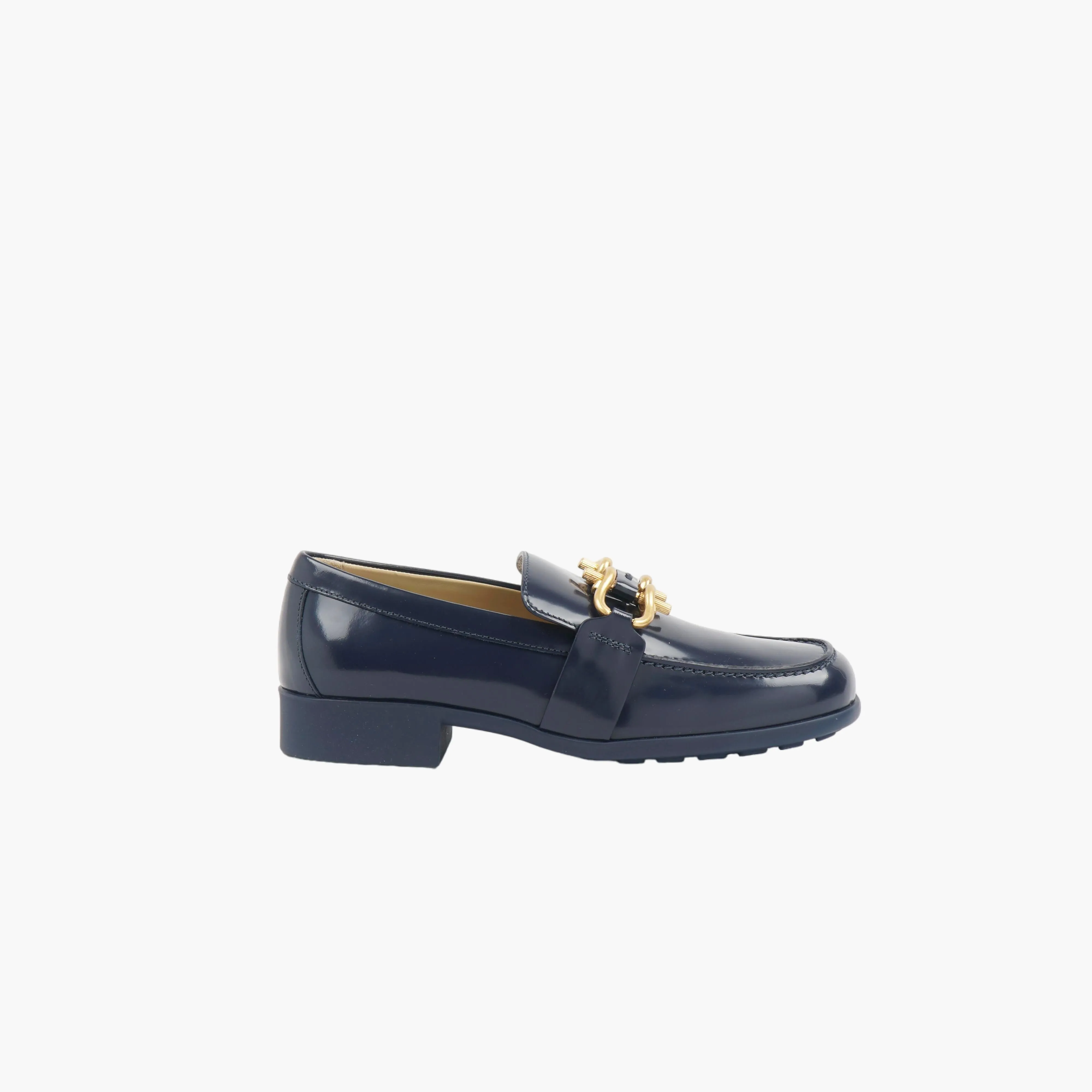 Bottega Veneta Navy-Gold Patent Leather Loafer