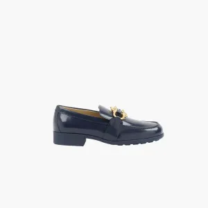 Bottega Veneta Navy-Gold Patent Leather Loafer