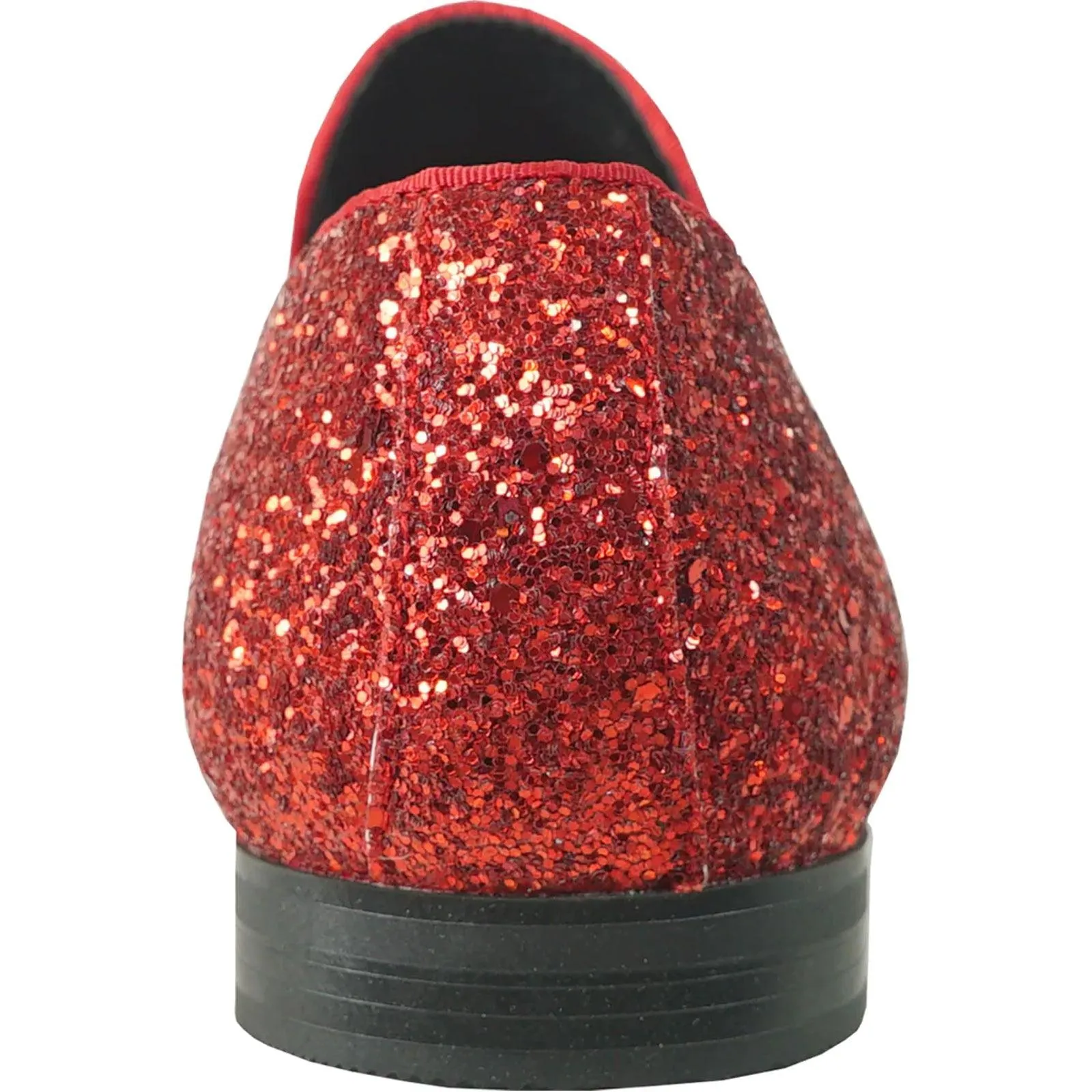 Bravo Red Sequin Glitter Modern Tux Buckle Loafers for Proms