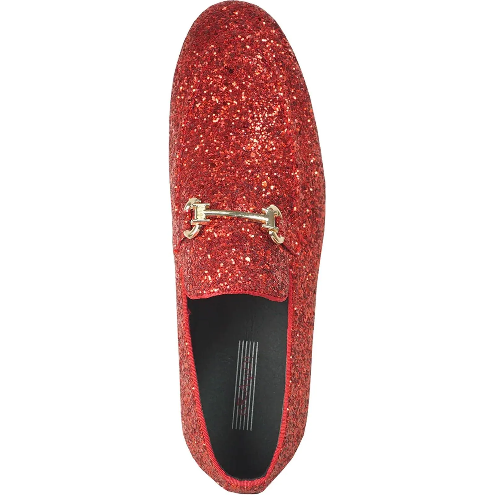 Bravo Red Sequin Glitter Modern Tux Buckle Loafers for Proms