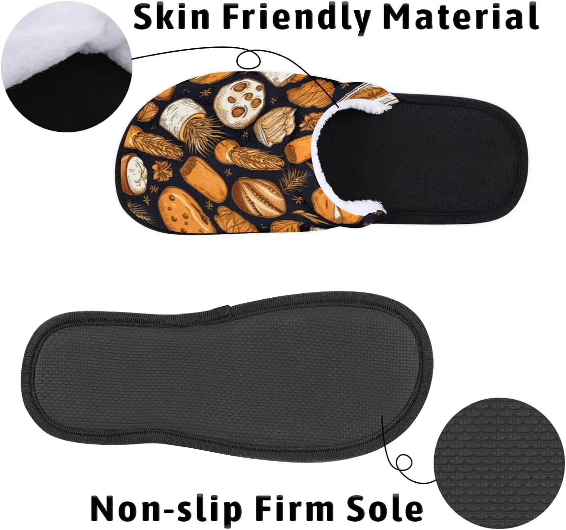 Bread Wheat Slippers for Women Men, Maple Leaf House Slippers Soft Fluffy Warm Slip On Slippers Cozy Indoor Slippers Non-Slip Home Shoes, X-Small