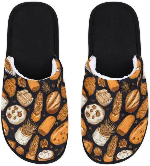 Bread Wheat Slippers for Women Men, Maple Leaf House Slippers Soft Fluffy Warm Slip On Slippers Cozy Indoor Slippers Non-Slip Home Shoes, X-Small