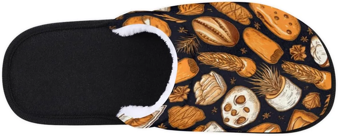 Bread Wheat Slippers for Women Men, Maple Leaf House Slippers Soft Fluffy Warm Slip On Slippers Cozy Indoor Slippers Non-Slip Home Shoes, X-Small