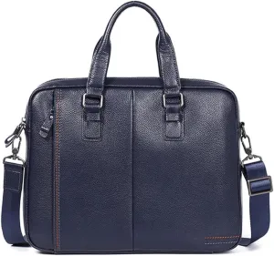 Briefcase Genuine Leather Shoulder Laptop Bag Office Bag for Men Briefcases Cow Leather Big Handbag Business(Black)