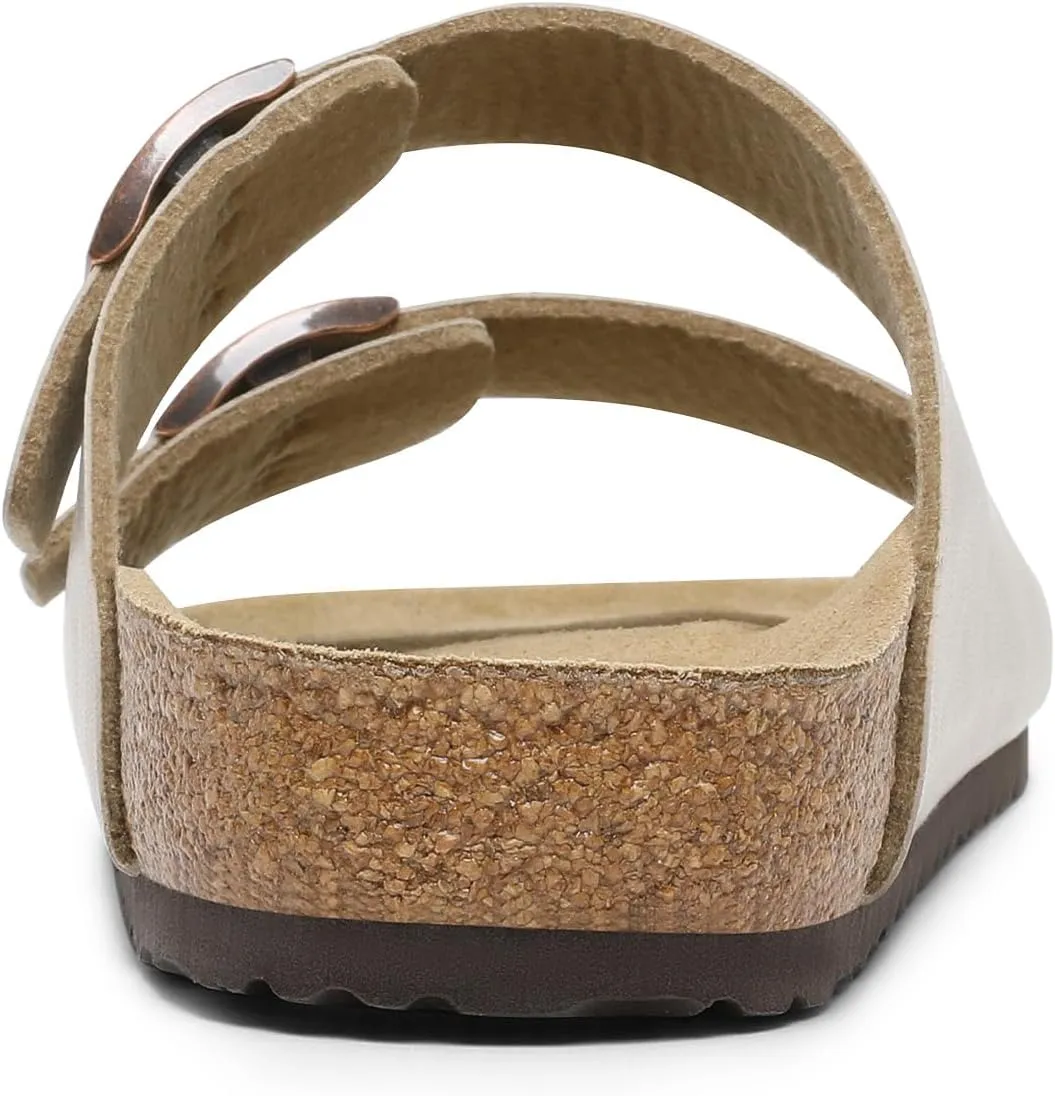 Bruno Marc Men's Cork footbed Sandal Beach Slides with Adjustable Buckle Straps