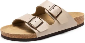 Bruno Marc Men's Cork footbed Sandal Beach Slides with Adjustable Buckle Straps