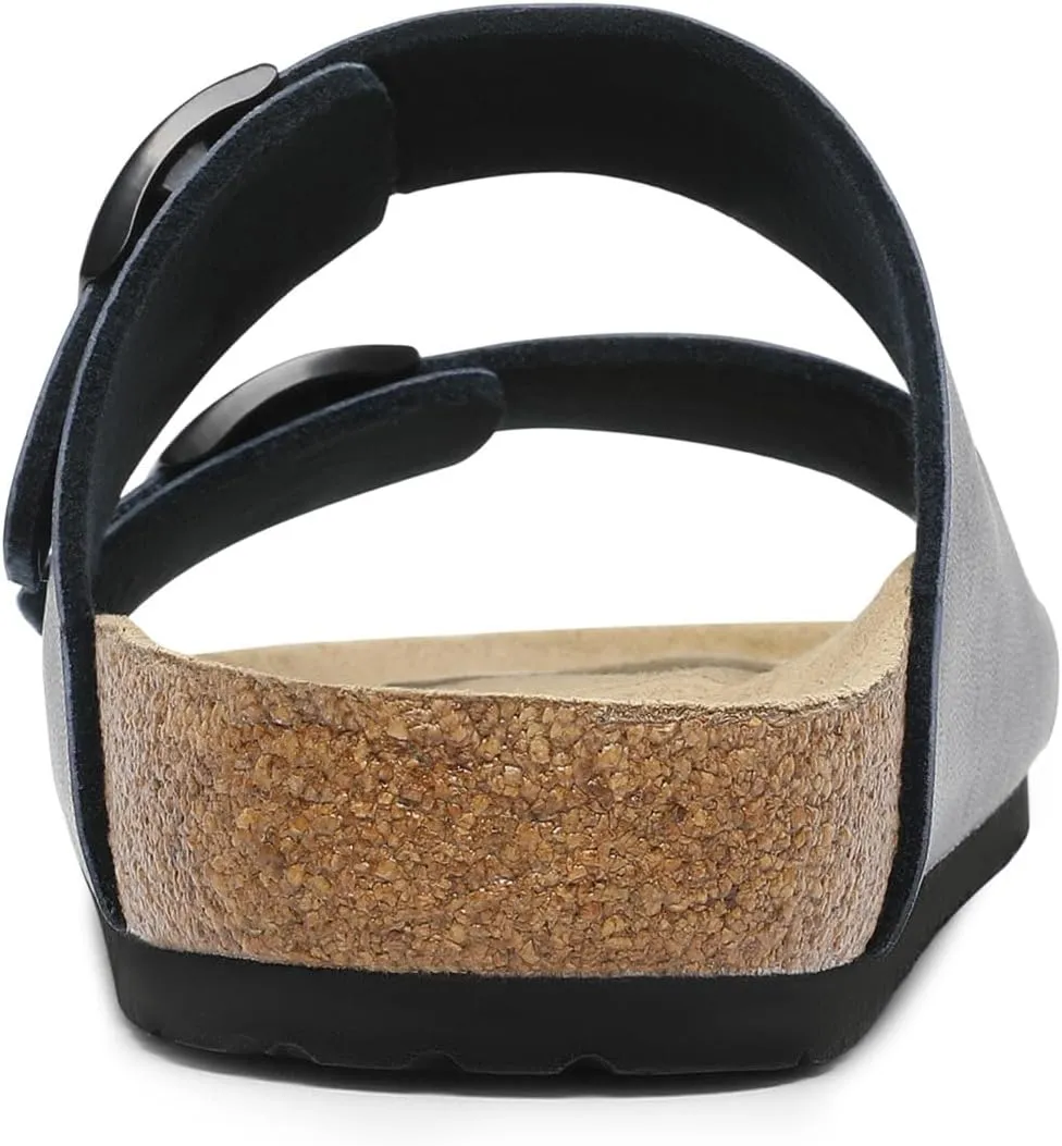 Bruno Marc Men's Cork footbed Sandal Beach Slides with Adjustable Buckle Straps
