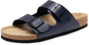 Bruno Marc Men's Cork footbed Sandal Beach Slides with Adjustable Buckle Straps
