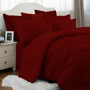 Burgundy Emperor Comforter Set - 7 Piece Pinch Pleated Bed in a Bag - 600 Thread Count 100% Egyptian Cotton Bedding Set - (30 inch Deep Pocket Sheet Set and 500GSM Comforter)