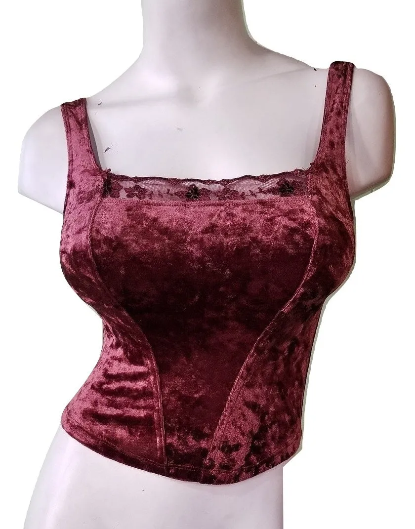 Burgundy Velvet Slip-on Corset