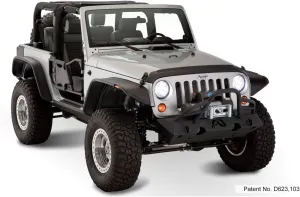 Bushwacker Jeep Flat Style Front & Rear Fender Flares | 4-Piece Set, Black, Textured Finish | 10919-07 | Fits 2007-2018 Jeep Wrangler JK 2-Door