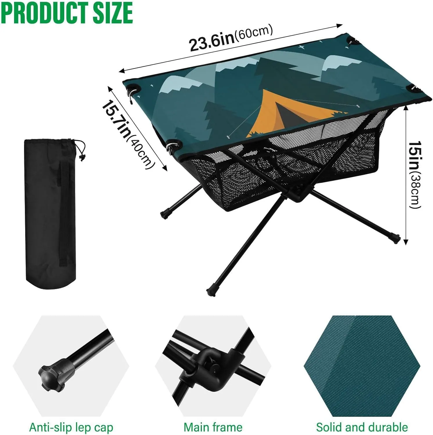 Camping Table Portable Outdoor Folding Table with Storage Mesh for Hiking Picnics BBQ Cooking Dining Kitchen Backpacking Camping