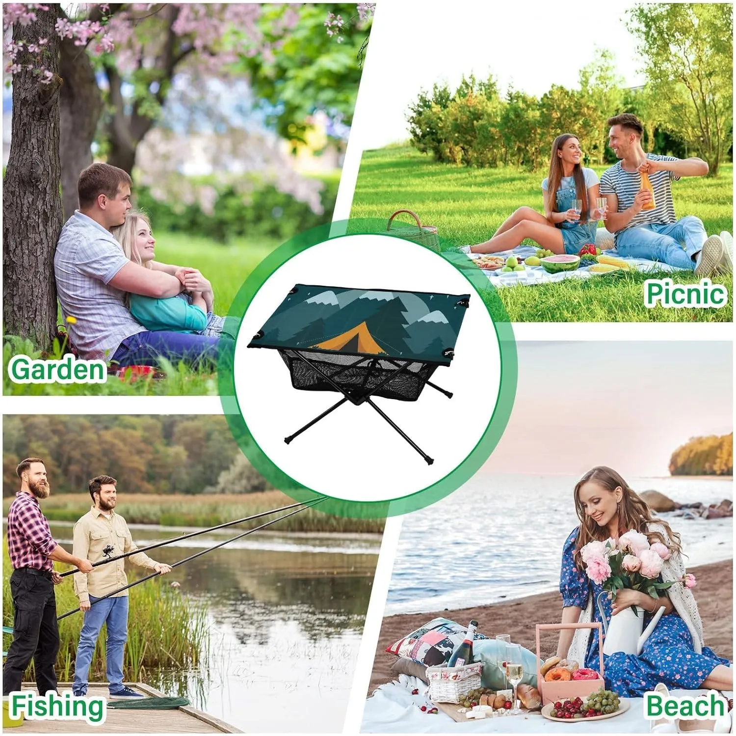 Camping Table Portable Outdoor Folding Table with Storage Mesh for Hiking Picnics BBQ Cooking Dining Kitchen Backpacking Camping