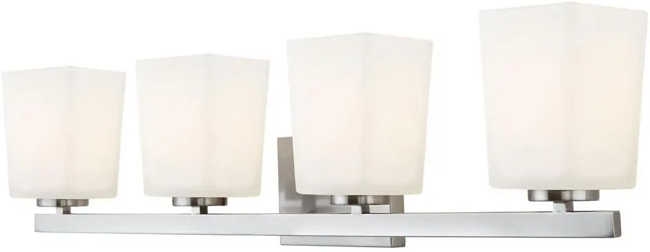 Canarm LTD IVL472A04BN Hartley 4 Light Vanity, Brushed Nickel with Flat Opal Glass