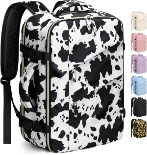 Capolo Travel Backpack for Women Men Waterproof Laptop Backpack Flight Approved Carry On Backpack Overnight Weekender Bag College Bookbag for Business, Work, Traveling Fits 17 '' Laptop,Cow Print