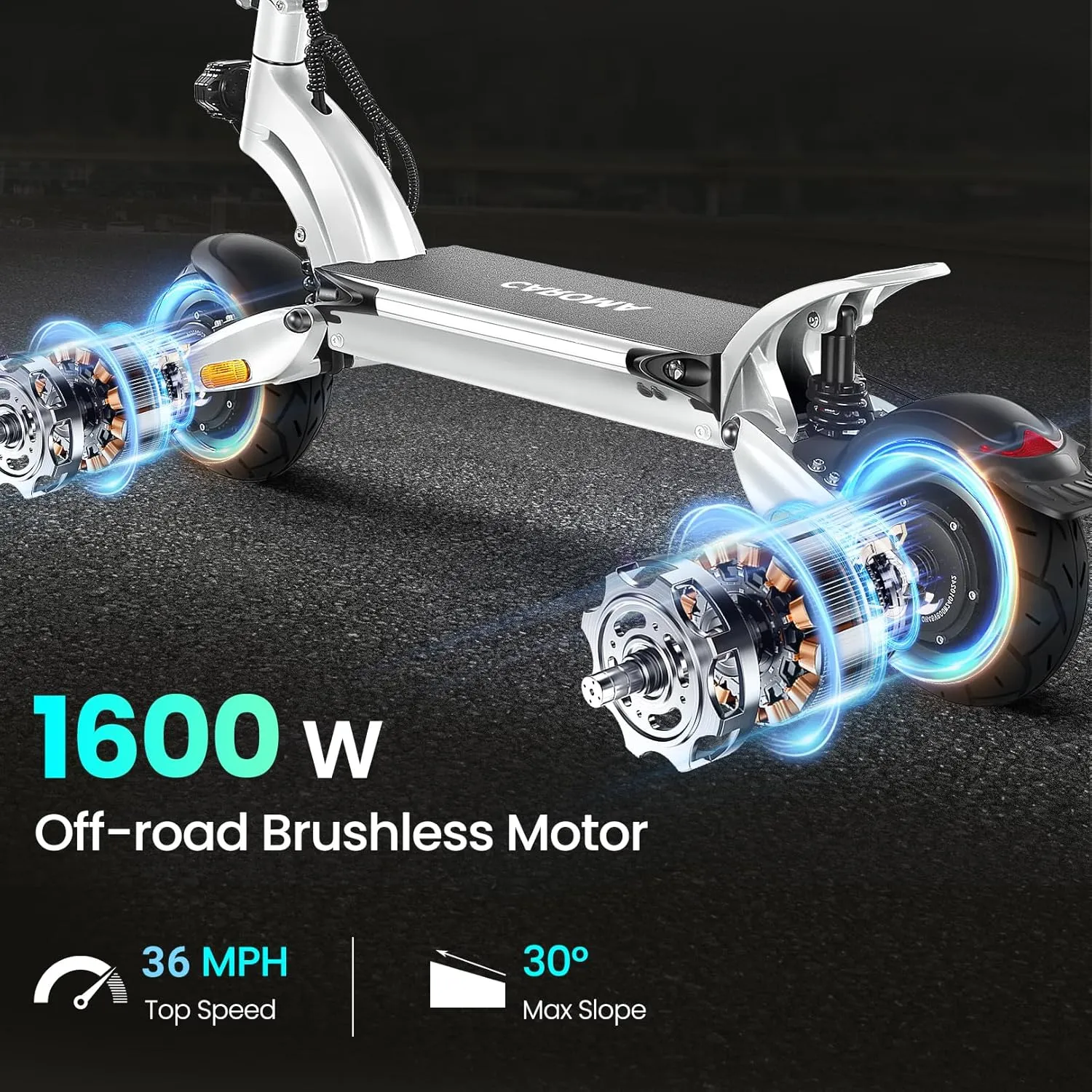 Caroma Electric Scooter Adults, 850W Motor, Max 36 Mph & 30-37 Miles Long Range, 10 Inch Run-Flat Tires, Folding E-Scooter with Dual Motor and Dual Brakes, Smart Control