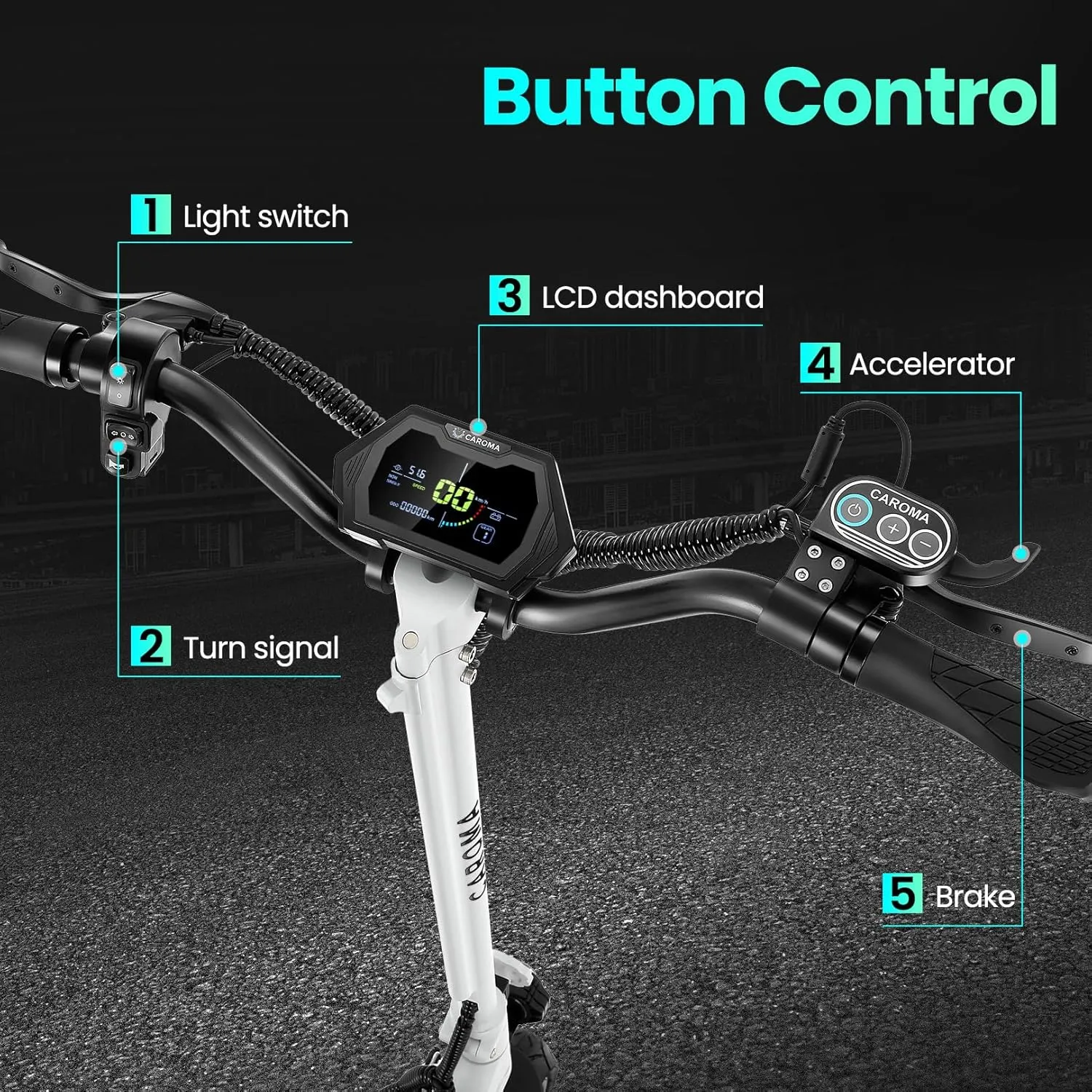 Caroma Electric Scooter Adults, 850W Motor, Max 36 Mph & 30-37 Miles Long Range, 10 Inch Run-Flat Tires, Folding E-Scooter with Dual Motor and Dual Brakes, Smart Control