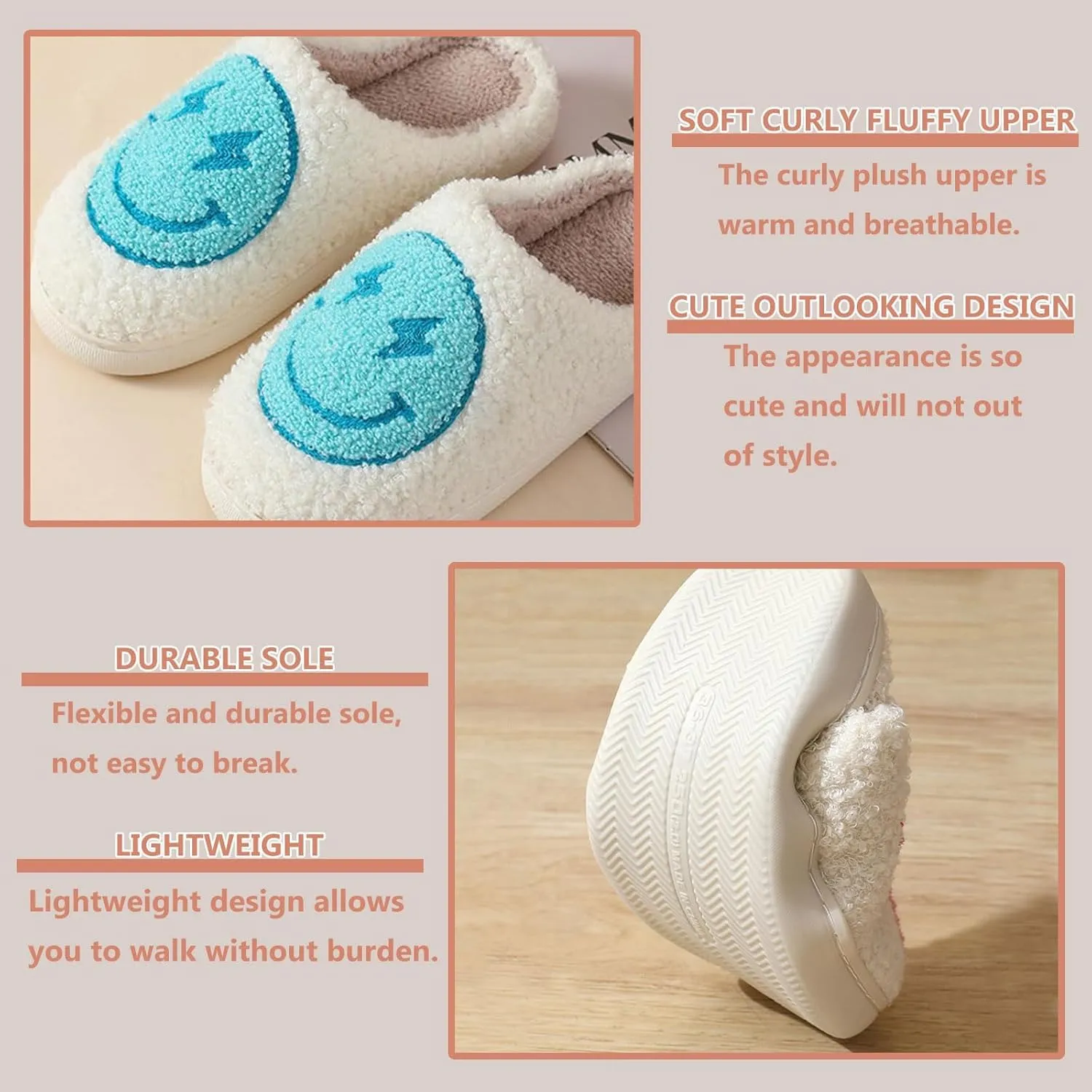 Cartoon Slippers for Women Men, Soft Fluffy Warm Lightweight Non-Slip Cute House Slippers Slip-On Cozy Indoor Outdoor Heart Meet Ne at Night Mushroom Cherry Strawberry Evil Eye Slippers