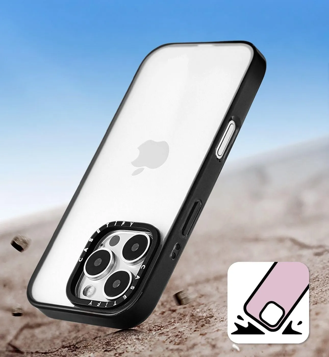 CASETiFY Compact iPhone 15 Case [4 ft. 2X Military Grade Drop Protection/Slim/Lightweight] - Abstract Modern Coral White Pastel - Clear Black