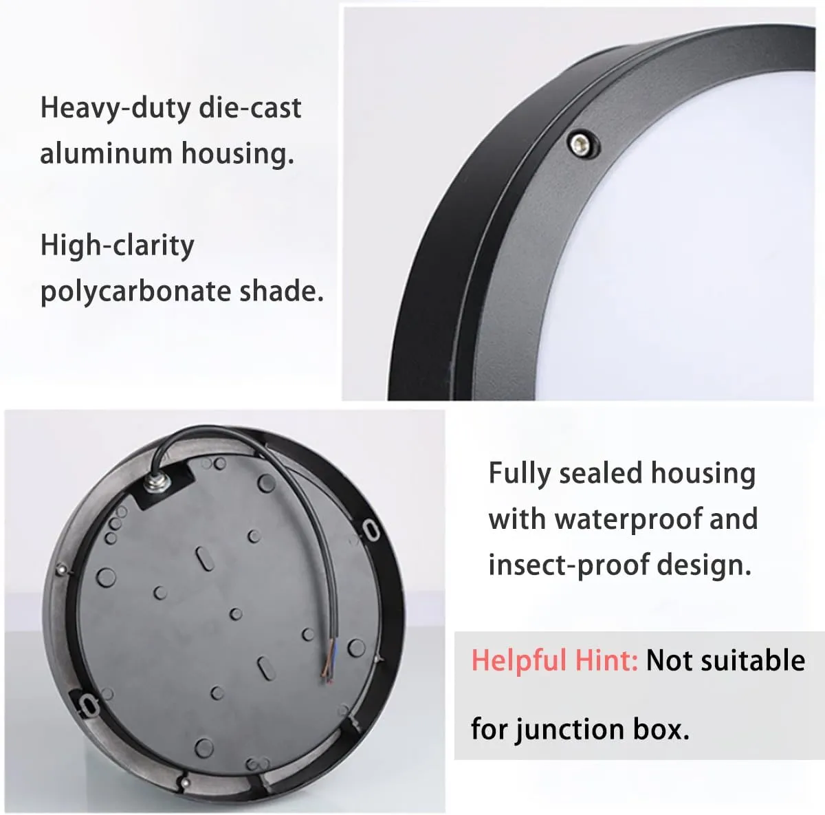 Ceiling Light, Die-Cast Aluminium Fully Sealed Moisture Resistant Light, Modern Minimalist Wall Sconce.11 inch Round, 20W, 3000K, IP65 Rainproof, Suitable for Walls or Ceilings in Wet Areas.