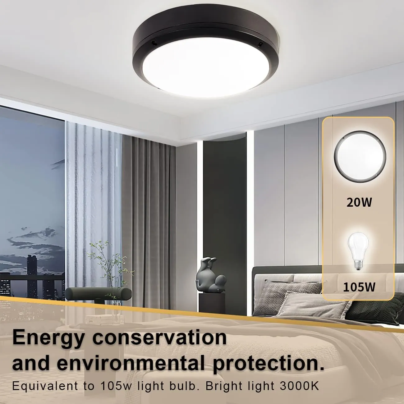 Ceiling Light, Die-Cast Aluminium Fully Sealed Moisture Resistant Light, Modern Minimalist Wall Sconce.11 inch Round, 20W, 3000K, IP65 Rainproof, Suitable for Walls or Ceilings in Wet Areas.