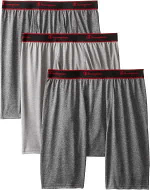 Champion Men's Cotton Moisture-Wicking Performance Stretch Boxer Briefs, 3-Pack