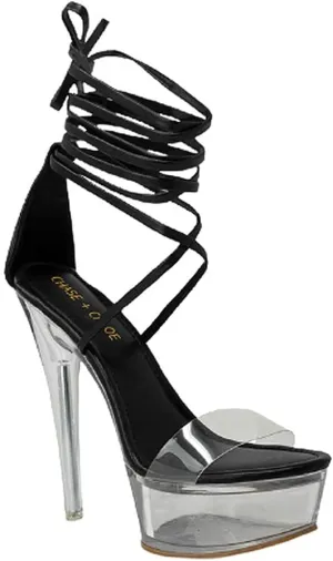 Chase and Chloe Clear Platform Sexy Heels Lace-up Serenity-2