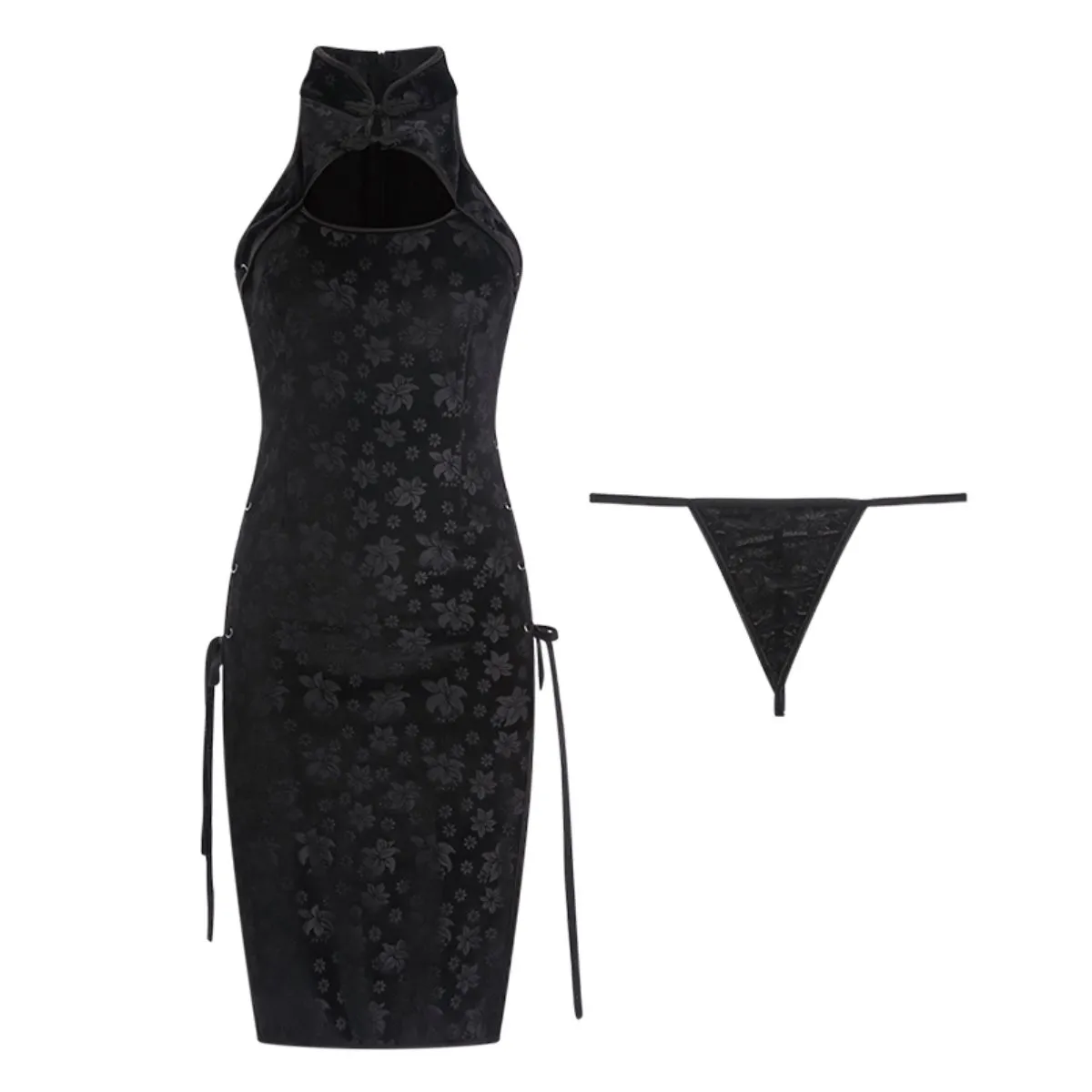 Cheongsam velvet slip set
