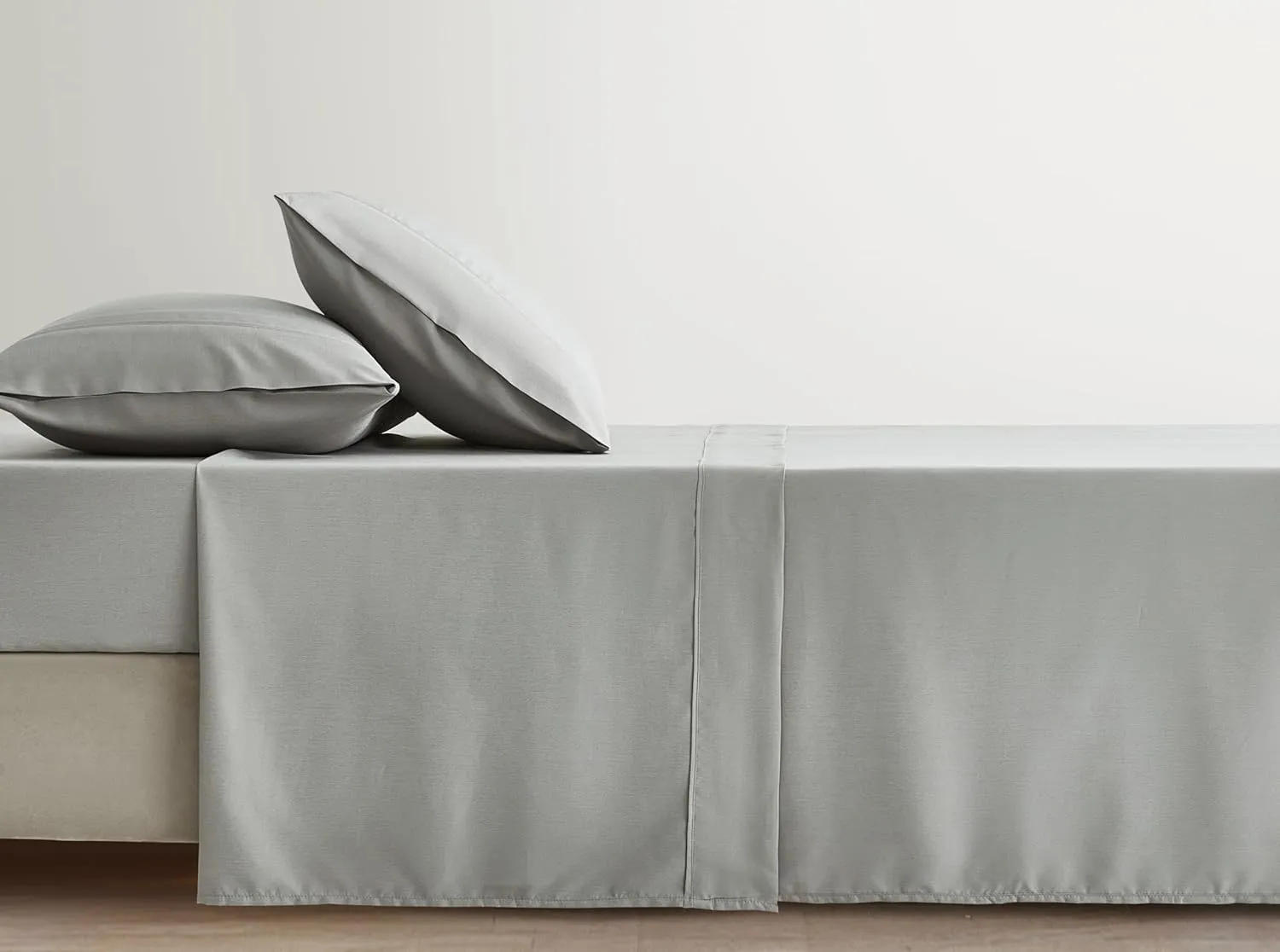 Chezmoi Collection 4-Piece Stone Washed Full Sheet Set - Rayon Derived from Bamboo & Polyester Blended, Breathable & Cooling 15-Inches Deep Pocket Sheets & Pillowcases Set, Light Gray