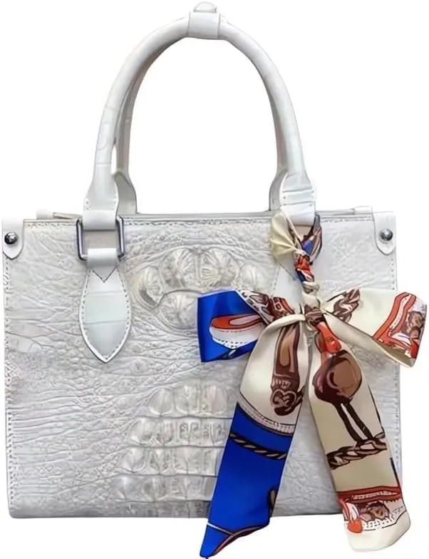 Chic Lady White Purse Authentic Real Alligator Skin Women Small Totes Handbag Genuine Crocodile Leather Female Shoulder Bag