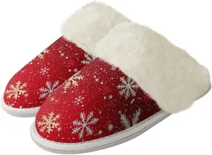 Christmas House Shoes Soft Plush Fur Lined Shoes Women Warmth