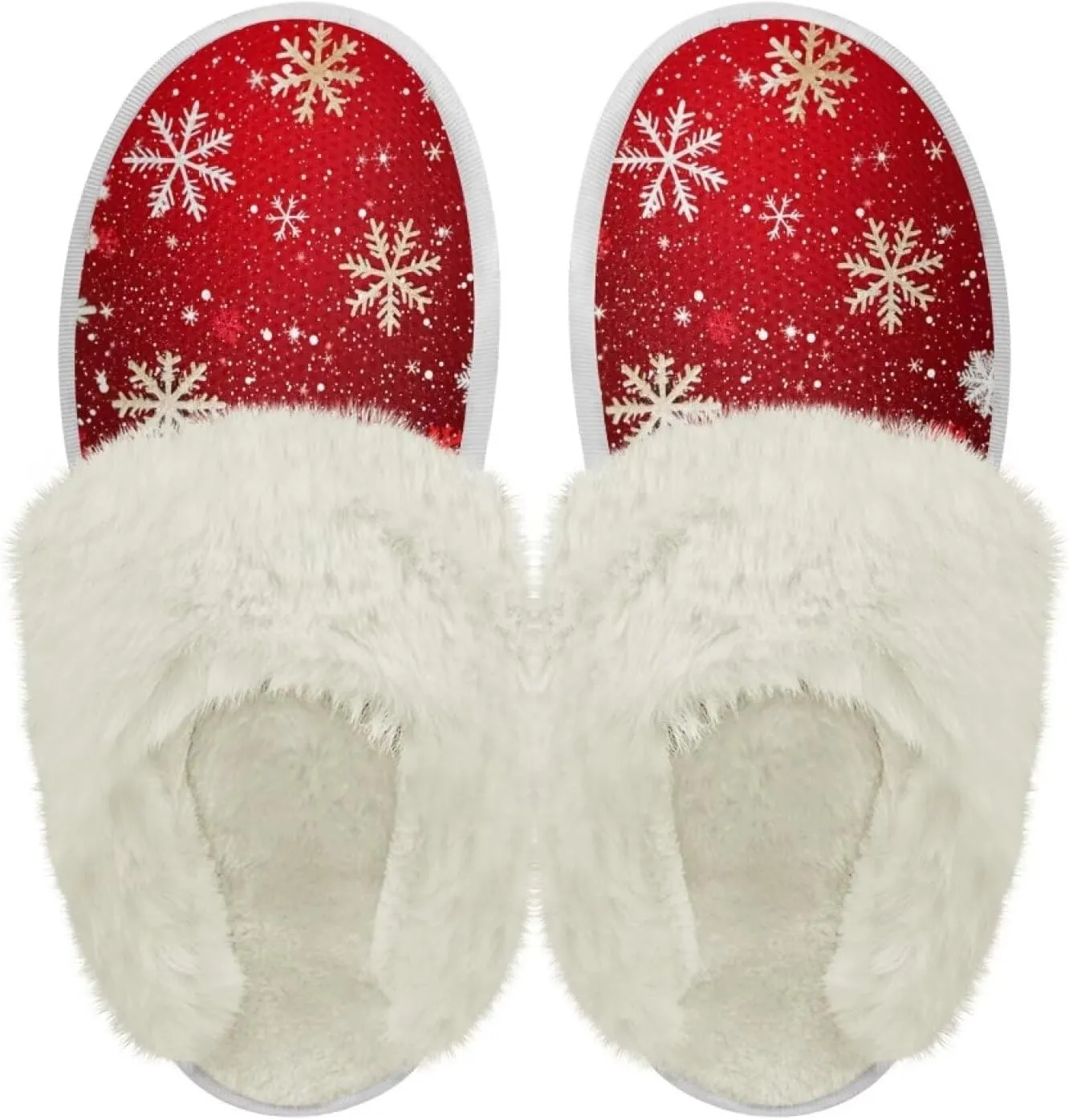 Christmas House Shoes Soft Plush Fur Lined Shoes Women Warmth