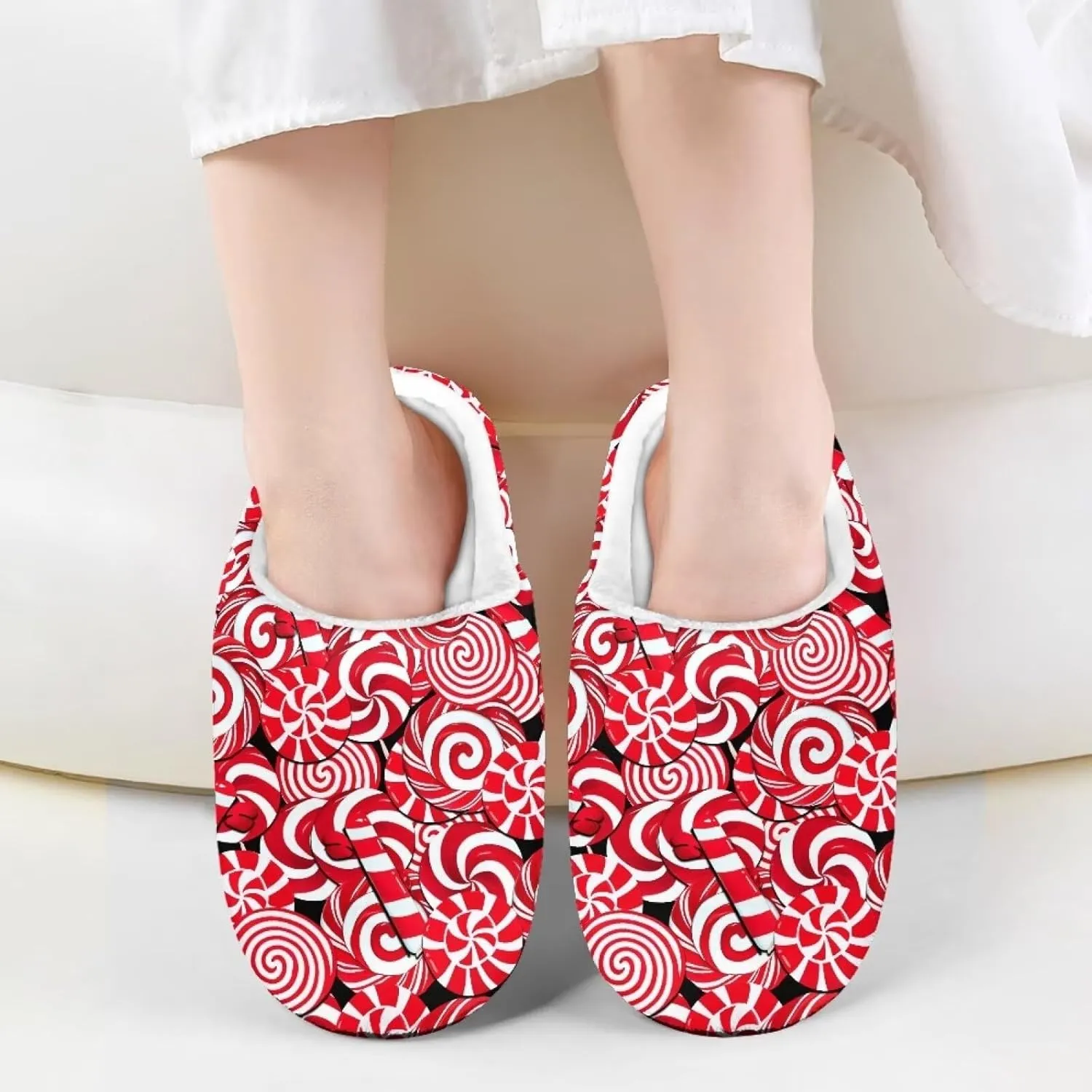 Christmas Kids Fuzzy Warm House Slippers for Girls Non Slip Rubber Sole Home Slippers for Toddlers Size 9-15