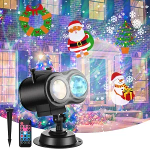 Christmas Projector Lights Outdoor, Brighter 14 HD Slides (3D Ocean Wave   Patterns) LED Landscape Lights Waterproof Outdoor Indoor Holiday Projector Lights for Yard Halloween Christmas Decorations