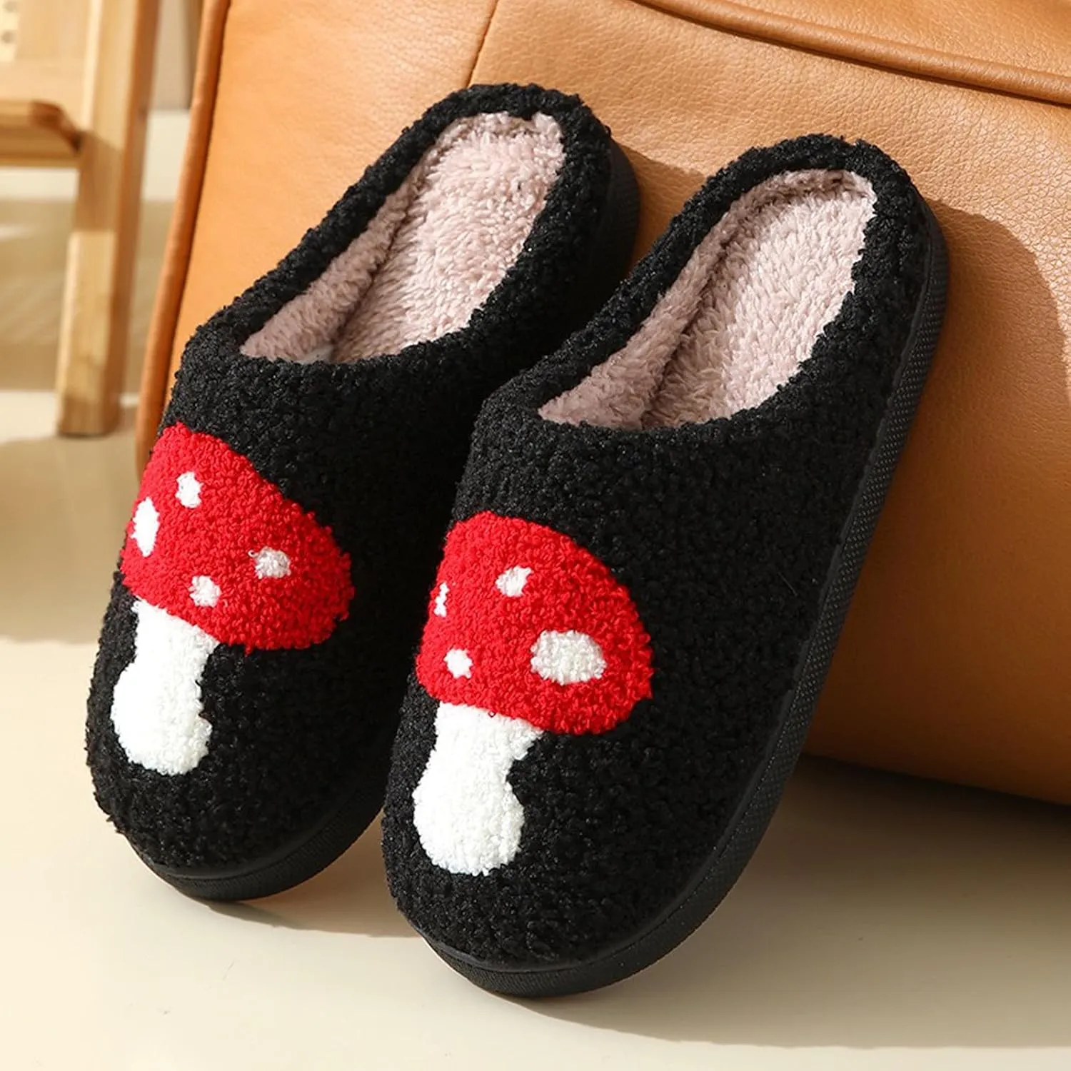 Christmas Slippers Reindeer Slippers for Women and Men Holiday Halloween Slippers Indoor Bedroom Fluffy Warm Fleece Slippers Winter Soft Cozy Home Non-Slip Soft Plush Slip-on Wool Lined House Shoes