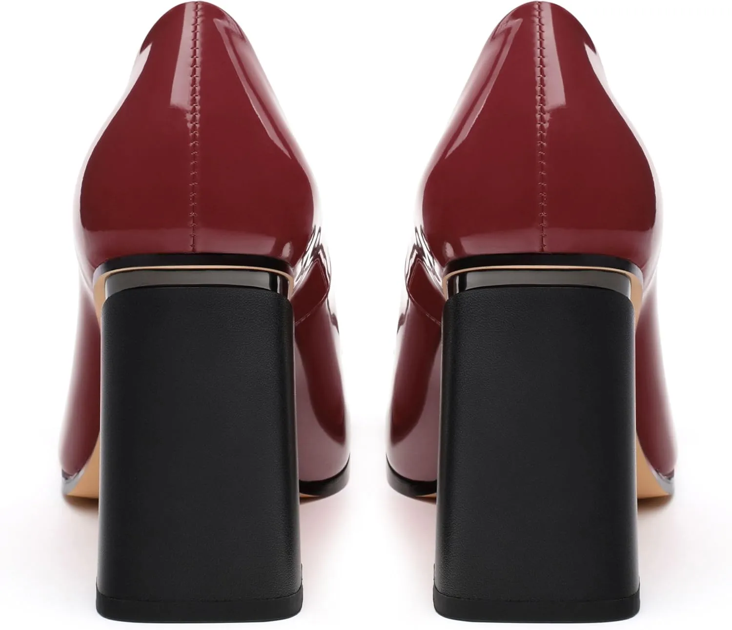 Chunky Block Heels for Women Patent Closed Pointed Toe Pumps Slip on Heels Dress Wedding Shoes 3.5IN