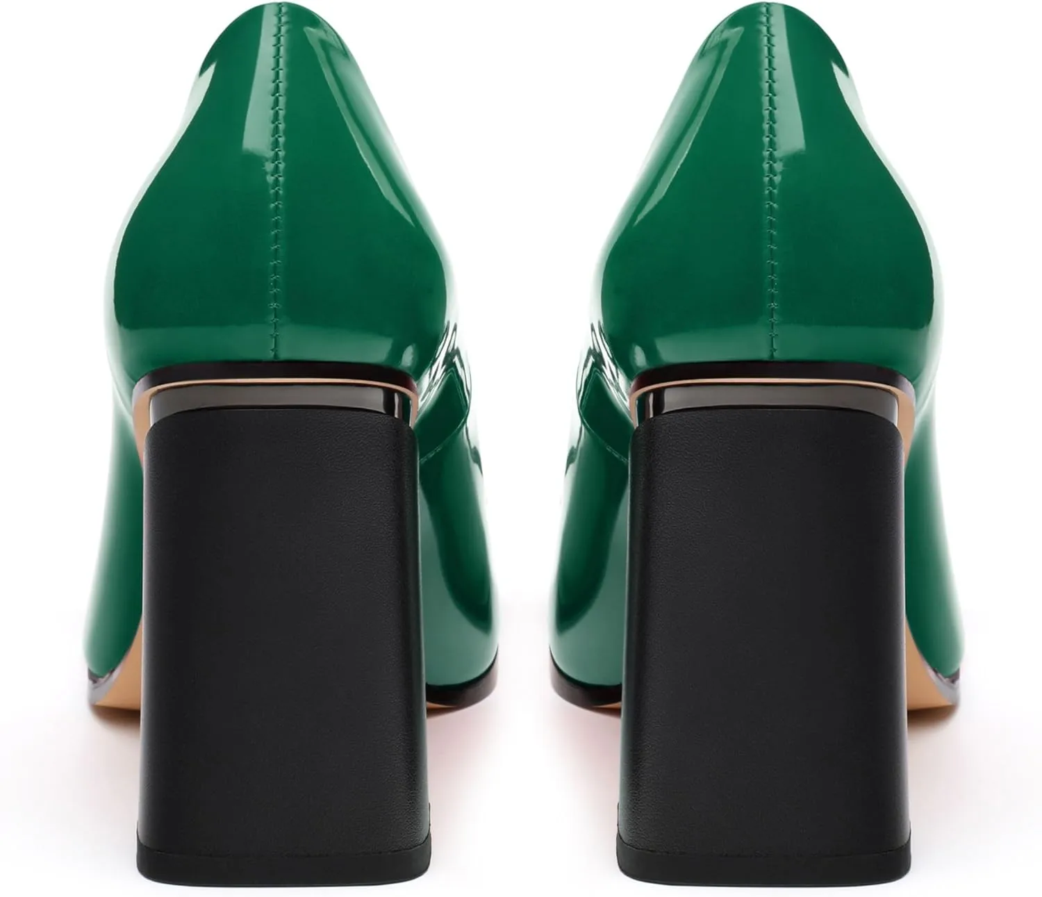 Chunky Block Heels for Women Patent Closed Pointed Toe Pumps Slip on Heels Dress Wedding Shoes 3.5IN