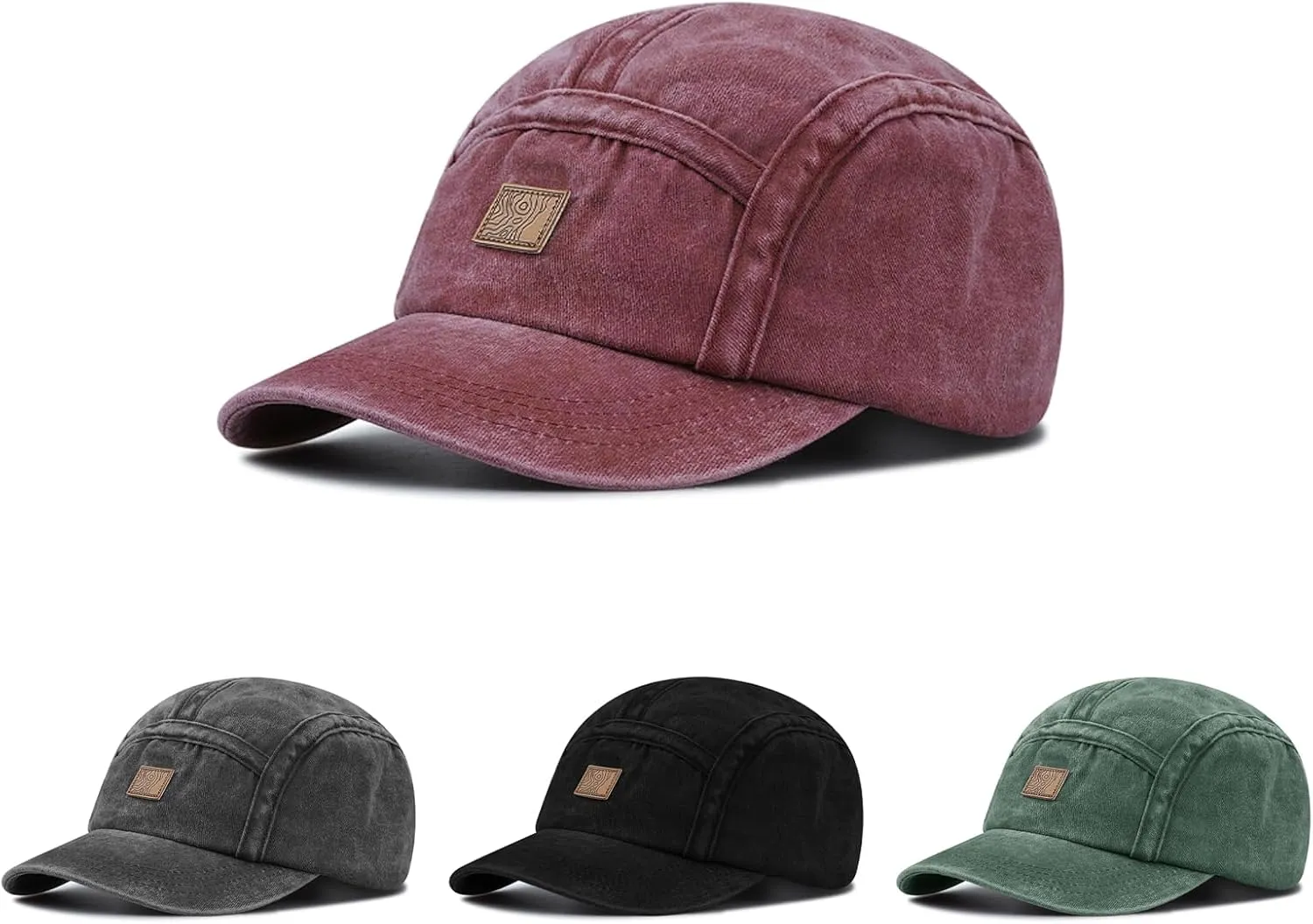 Clakllie 5 Panel Flat Brim Baseball Cap - Washed Cotton, Vintage Dad Hat for Men & Women Street Style Trucker Cap Hip Hop Hat