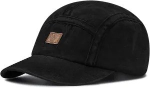 Clakllie 5 Panel Flat Brim Baseball Cap - Washed Cotton, Vintage Dad Hat for Men & Women Street Style Trucker Cap Hip Hop Hat
