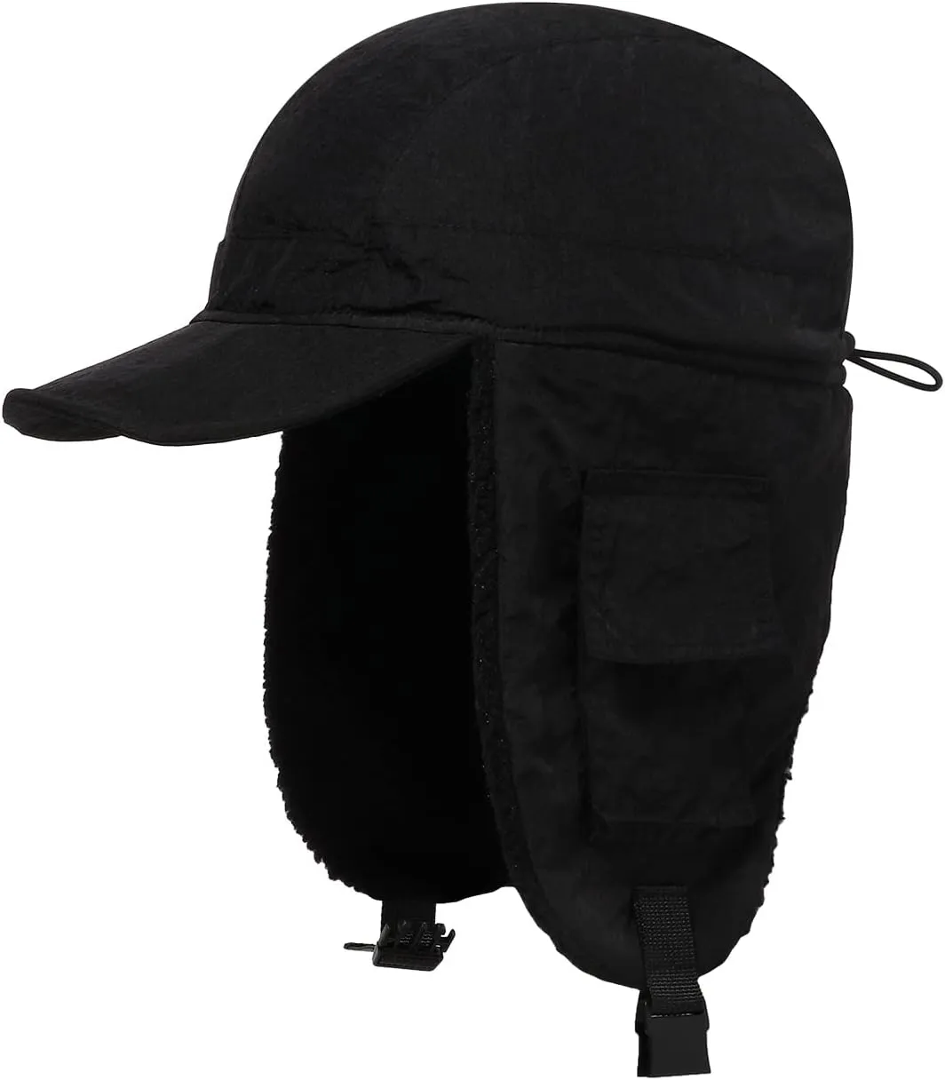 Clakllie Winter Trapper Hat Trooper Hats Earflap Cold Weather Aviator Hats Ushanka Russian Hat with Visor Military Cap