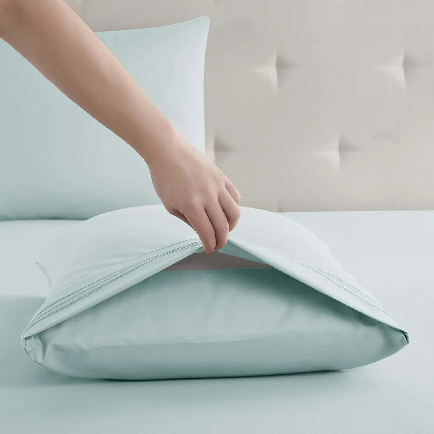 Clara Clark Bed Linen Set, 6 Piece - Microfiber Short Queen Sheets for RV, Aqua Light Blue