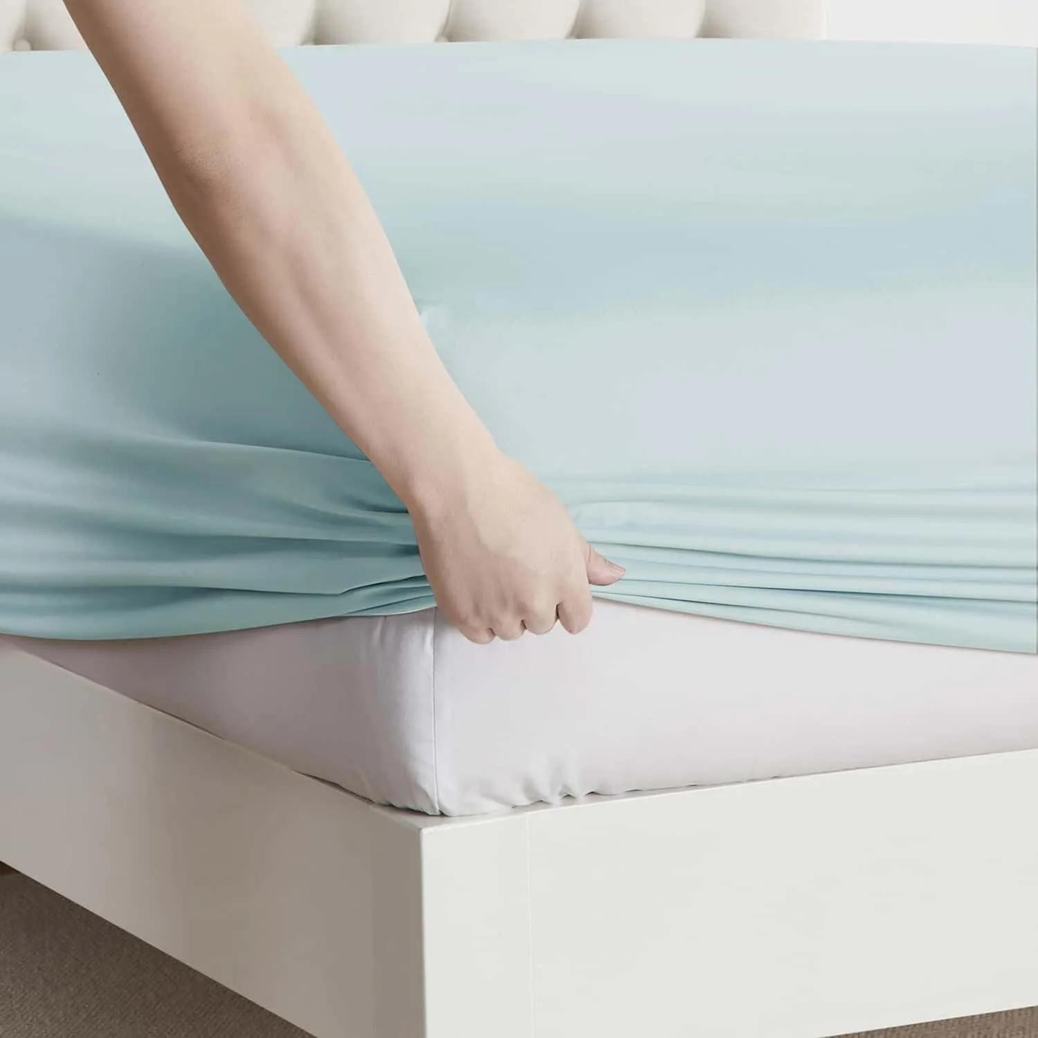 Clara Clark Bed Linen Set, 6 Piece - Microfiber Short Queen Sheets for RV, Aqua Light Blue