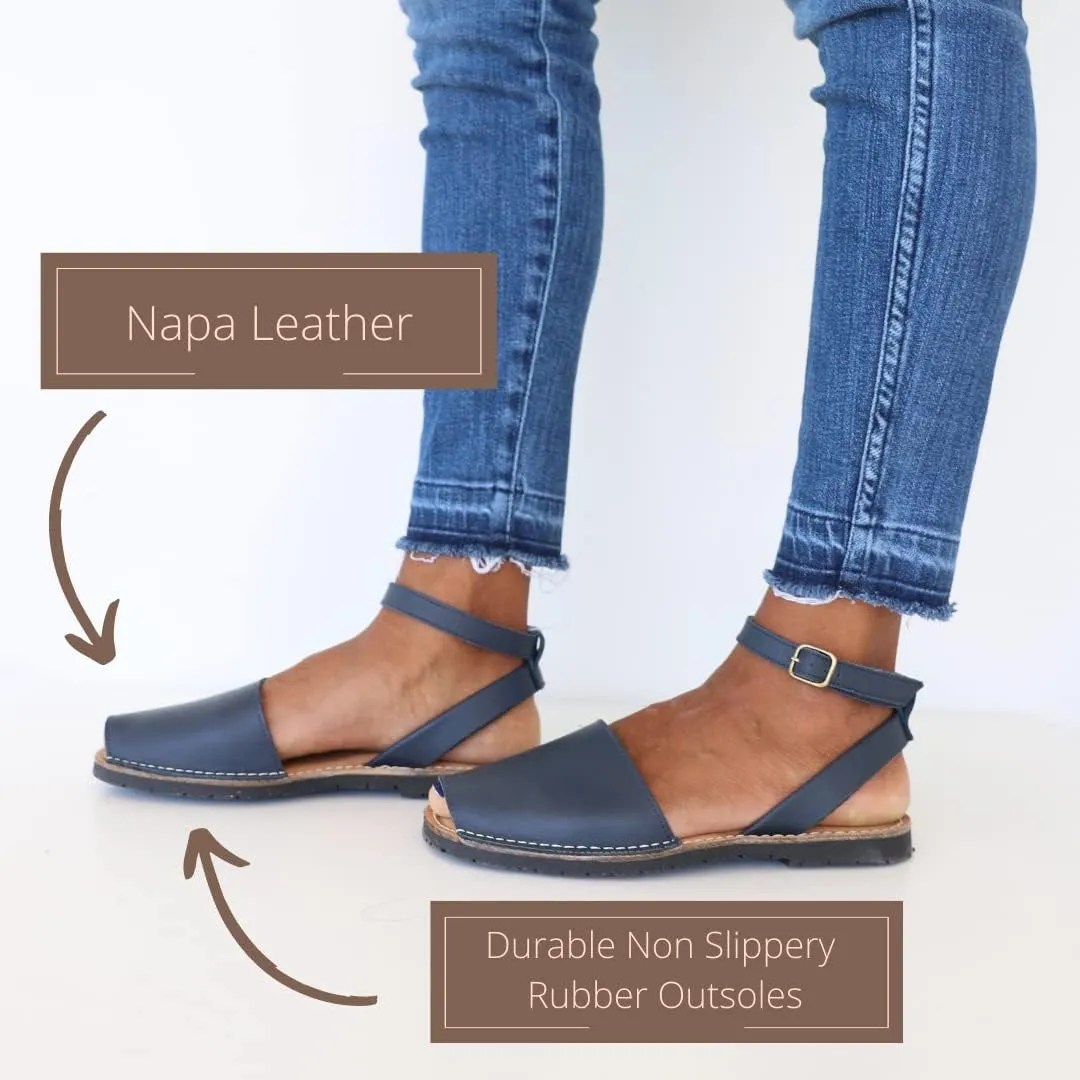 Classic Ankle Strap Sandals for Women – Dressy Soft Leather Sandals with Removable Ankle Strap, Casual Women’s Flat Sandals