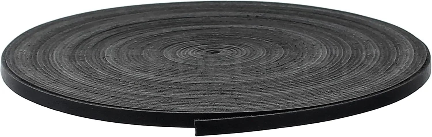 CleverDelights Black 1/4" Leather Flat Cord - 50 Feet - 6.3mm Genuine Leather Strap
