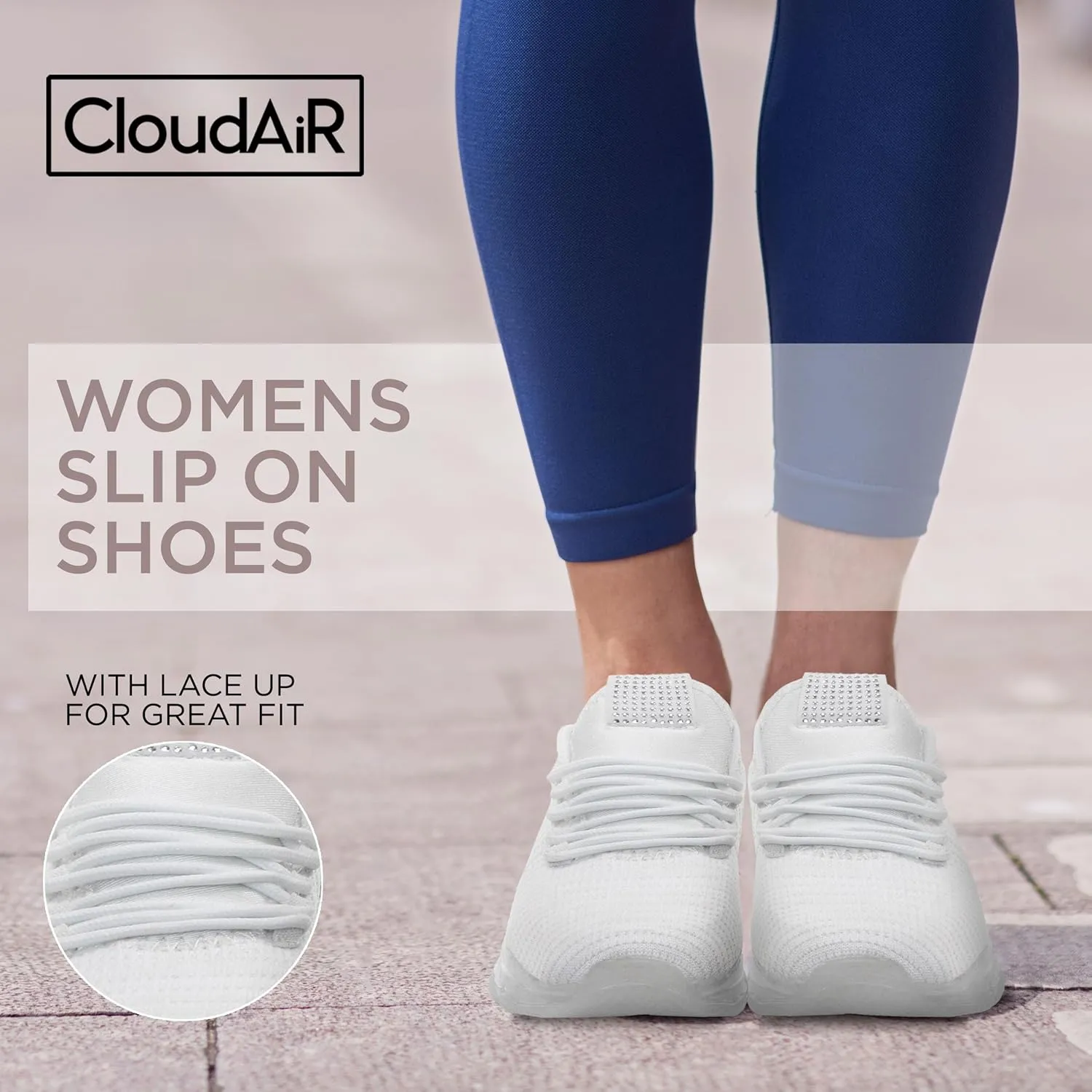 CLOUDAIR Vesta Women's Sneakers: Casual Running, Walking Arch Support Shoes, Lightweight Slip-On Sock Design, Non-Slip Work Shoes for Women, Comfortable Air Cushioned Platform Sneakers