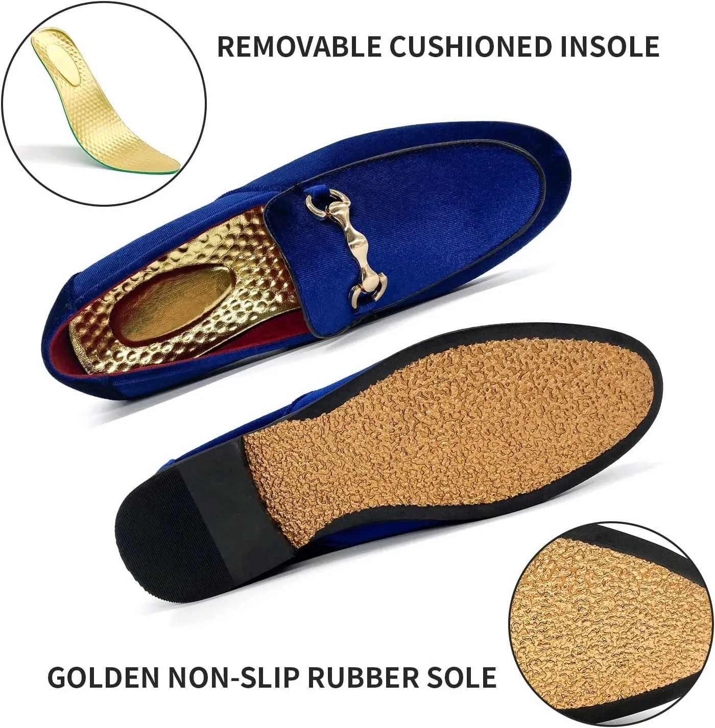 CMM Men's Velvet Slip On Loafers Shiny Metallic Slipper Loafers Luxury Dress Shoes Nightclub Party