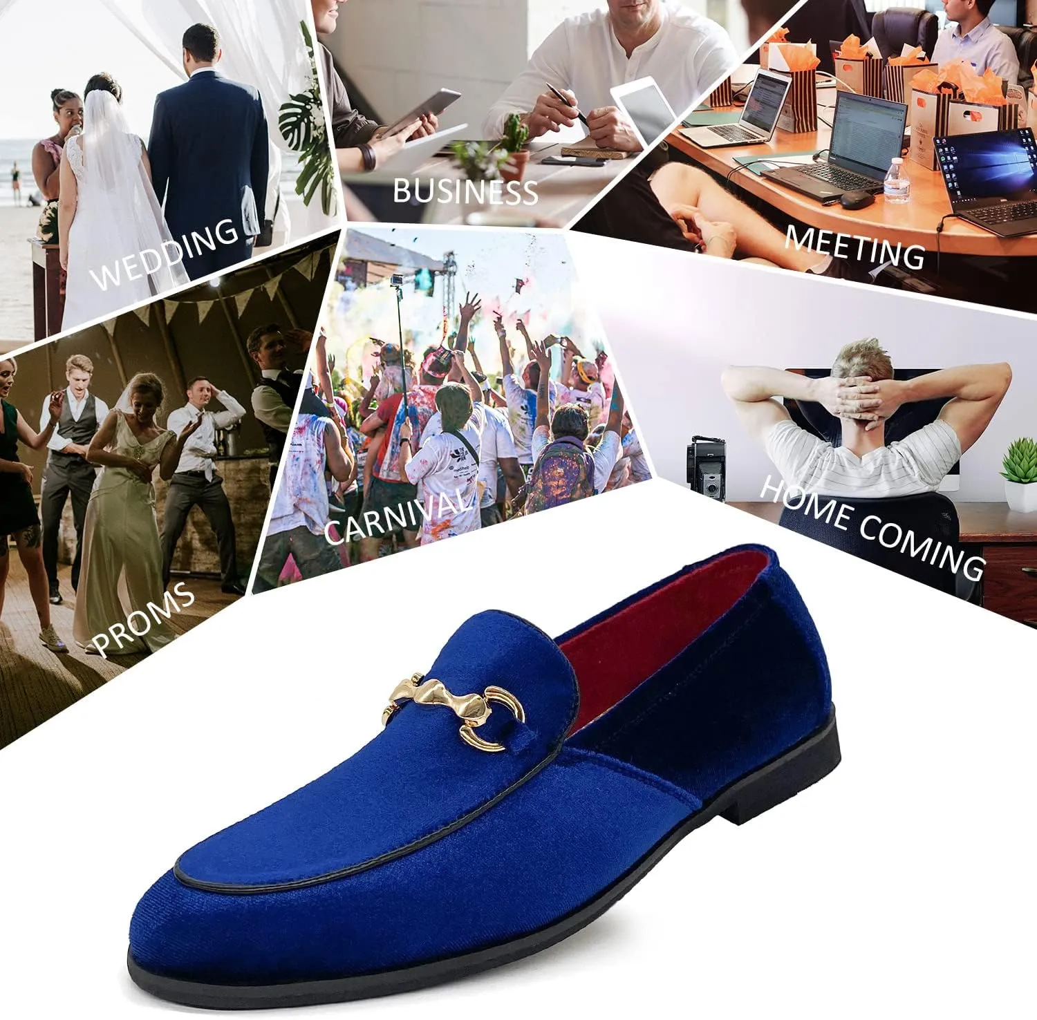 CMM Men's Velvet Slip On Loafers Shiny Metallic Slipper Loafers Luxury Dress Shoes Nightclub Party