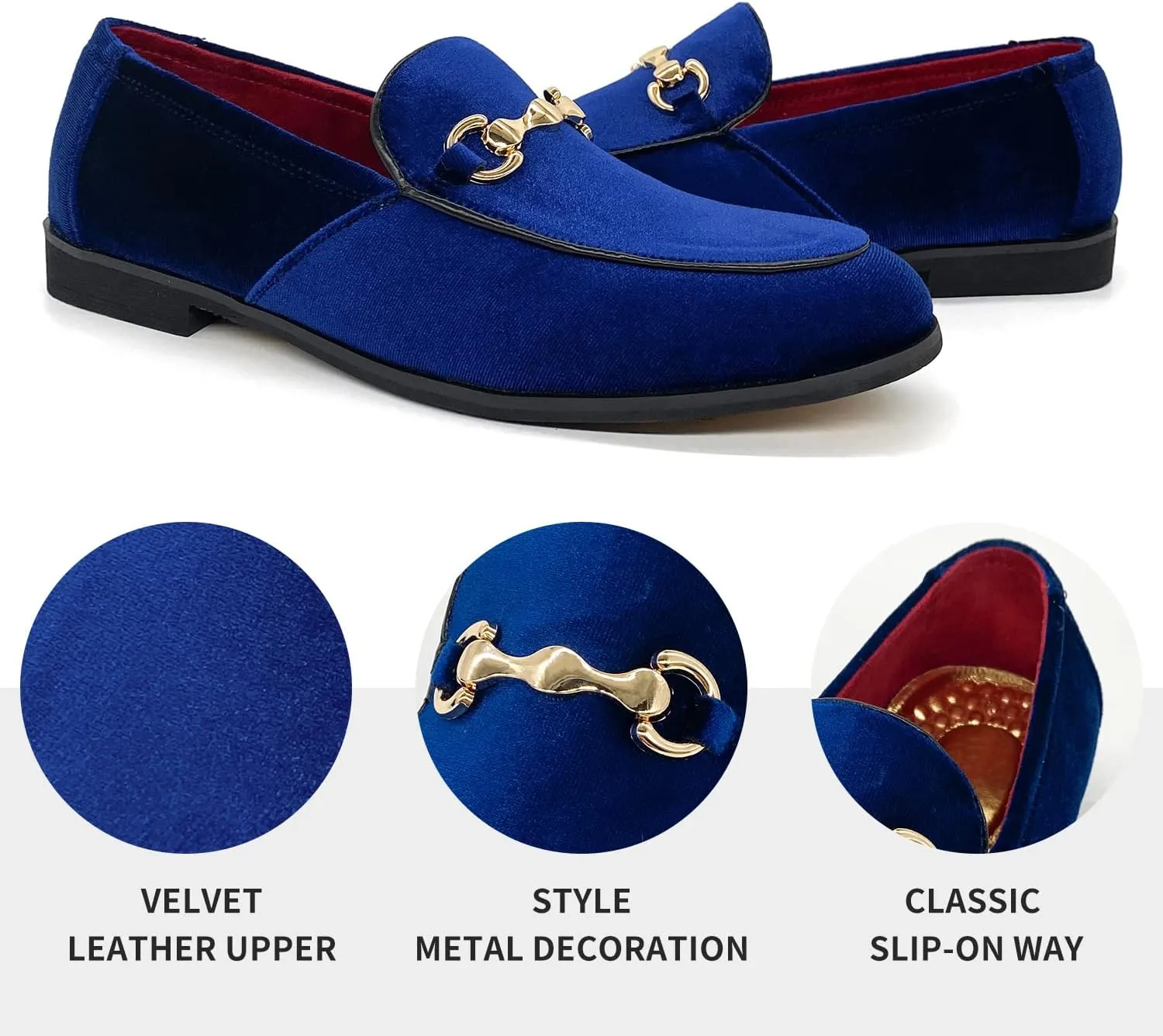 CMM Men's Velvet Slip On Loafers Shiny Metallic Slipper Loafers Luxury Dress Shoes Nightclub Party