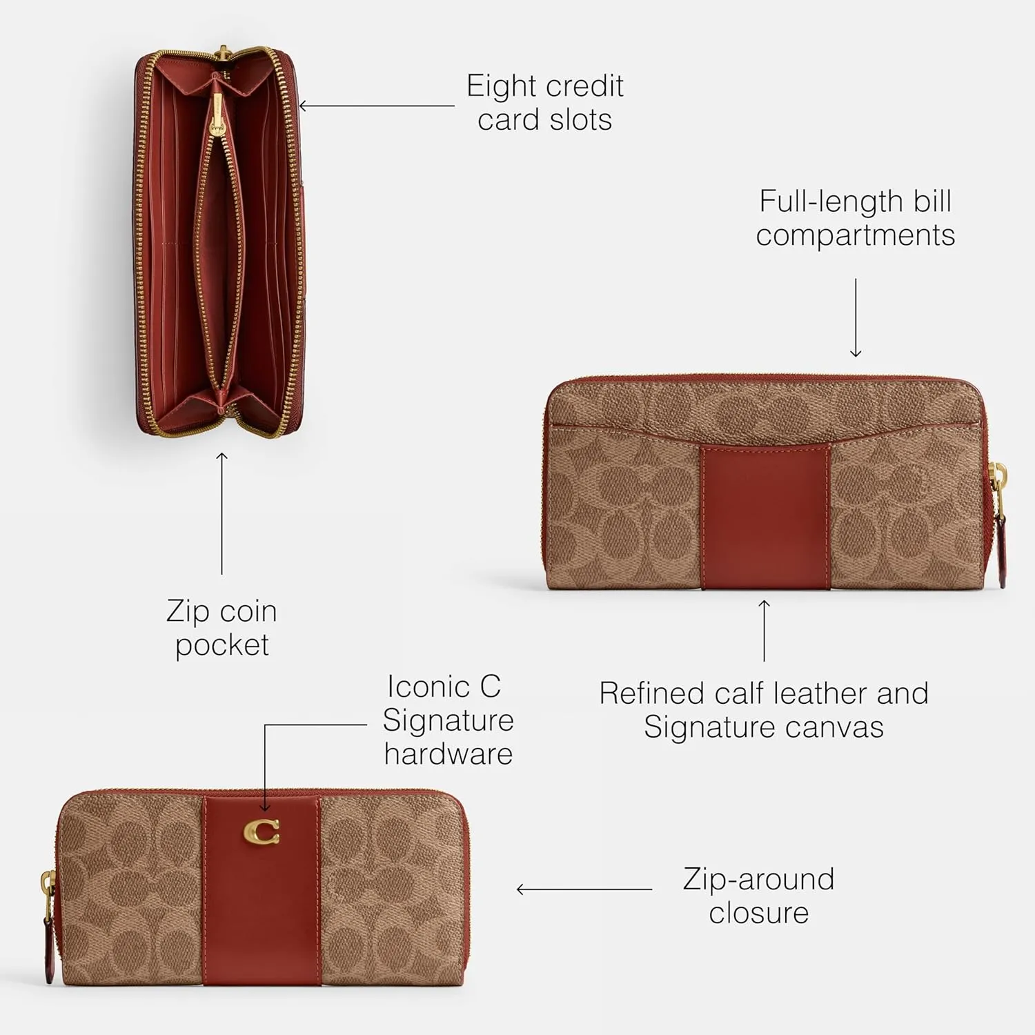 Coach Slim Accordion Zip